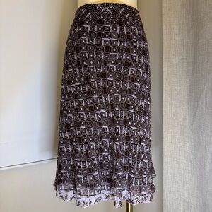 Valerie Stevens Black and White Patterned A-Line Skirt